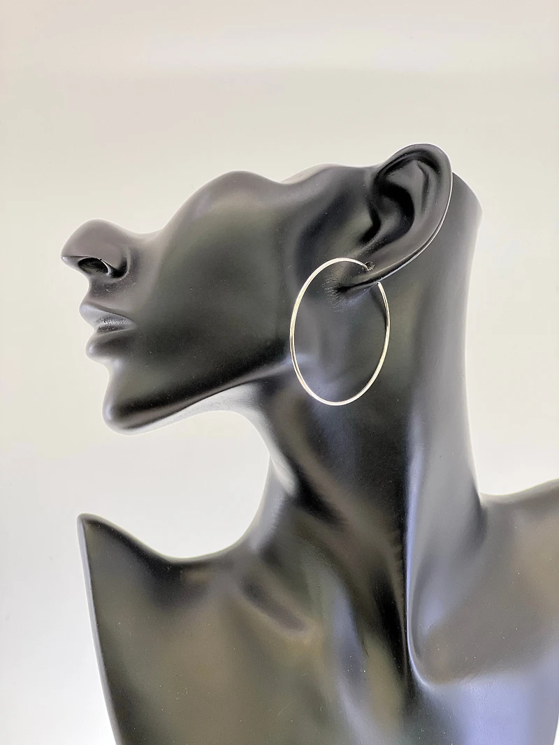 10K White Gold 52mm Sleeper/Keeper/Hoop Earrings