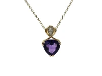 10K Yellow Gold Amethyst & Diamond Necklace, 18"