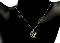 Sterling Silver & 10K Yellow Gold White Zircon & Diamond Mom Pendant, 18"