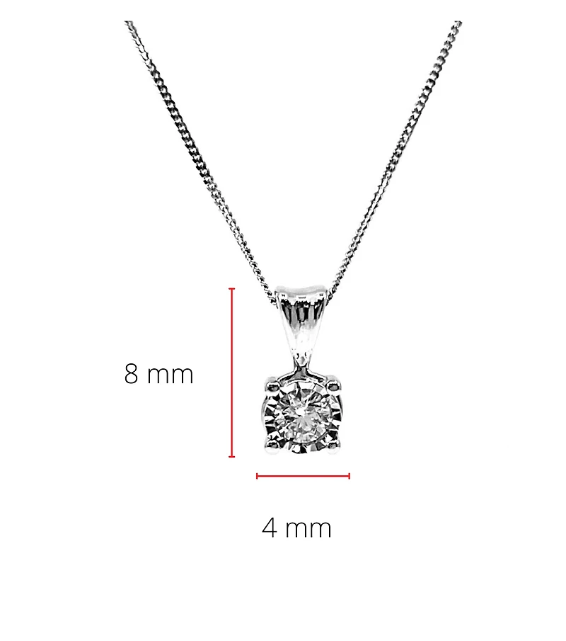 10K White Gold 0.10cttw Diamond Solitaire Pendant, 18"