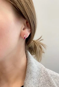 10K 2 Tone Gold Genuine Ruby Earrings