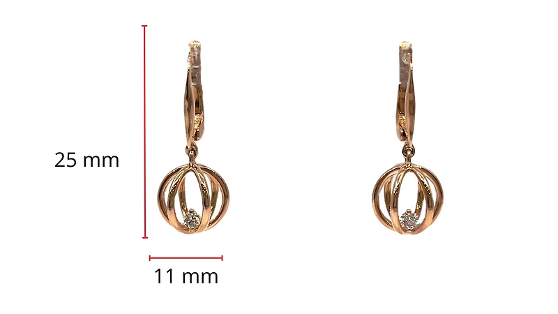 14K Rose Gold 0.124cttw Canadian Diamond Dangle Earrings
