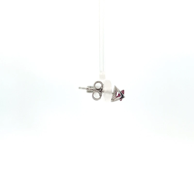 10K White Gold Genuine Ruby  Earrings