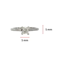14k White Gold 0.45Cttw Lab Grown Princess Cut Diamond Engagement Ring - /