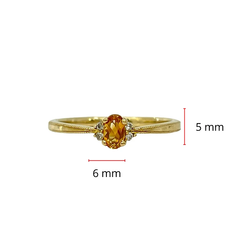 10K Yellow Gold 0.22cttw Genuine Citrine and 0.03cttw Diamond Ring