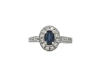 14K White Gold 0.75cttw Genuine Oval Cut Sapphire and 0.50cttw Diamond Ring, size 6.5