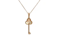 10K Rose Gold Mother of Pearl and 0.02cttw Diamond Pendant, 18"