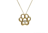 10K White, Yellow or Rose Gold Paw Print Diamond Necklace