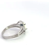 925 Sterling Silver Opal & Diamond Ring - 4.5