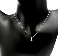 14K White Gold 0.13cttw Princess Cut Canadian Diamond Solitaire Pendant, 18"