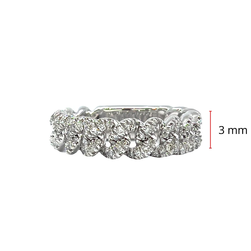 10K White Gold 0.50cttw Diamond Miami Cuban Link Ring / Band, size 6.5