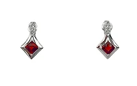 10K White Gold Garnet Stud Earrings