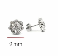 925 Sterling Silver Cubic Zirconia Floral Stud Earrings - 10.5mm