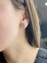 10K White Gold Aquamarine & 0.06cttw Diamond Earrings