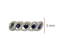 14K White Gold 0.40cttw Genuine Sapphire & 0.19cttw Diamonds Ring, size 6.5