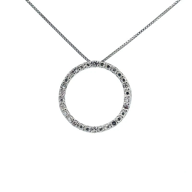10K White Gold 0.05cttw Diamond Eternity Pendant - 18"