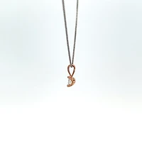 10K Two Toned Rose Gold and White Gold 0.04cttw Diamond Solitaire Necklace - 17 Inches