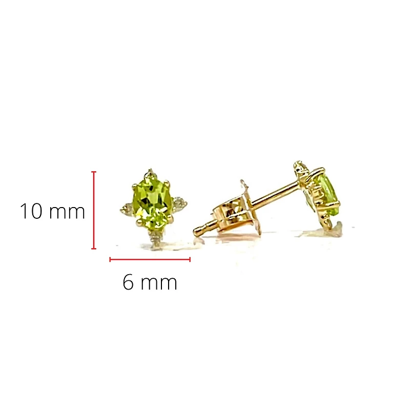 10K Yellow Gold 0.30cttw Peridot & 0.04cttw Diamond Earrings