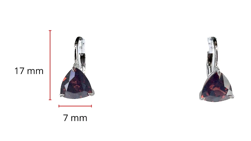 10K White Gold 3.25cttw Trillion Cut Garnet Lever Back Earring