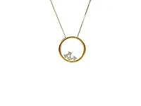 10K Yellow Gold 0.02cttw Diamond Circle Necklace - 18 Inches