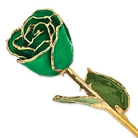 24K Lacquer Dipped Gold Trimmed Green Real Rose