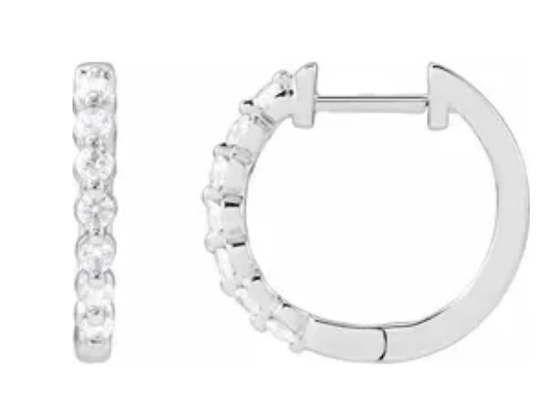 14K Lab-Grown Diamond Hoop Earrings - Gold / Diamonds =
