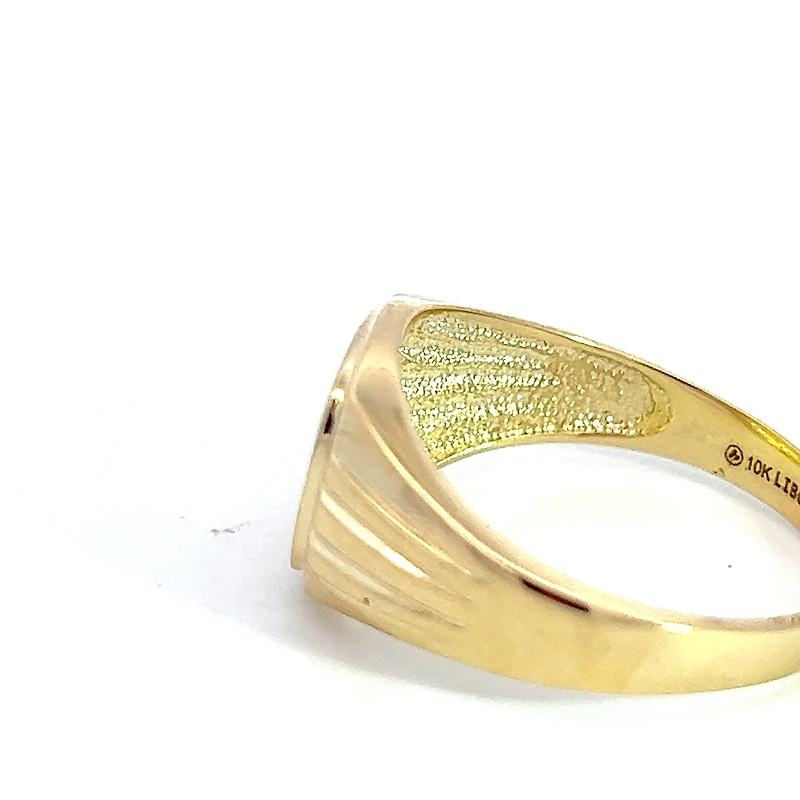 10K Yellow Gold 0.01cttw Diamond Men's Signet  Ring, size 9