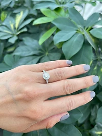 14K White Gold 0.77cttw Diamond Halo Engagement Ring,  6