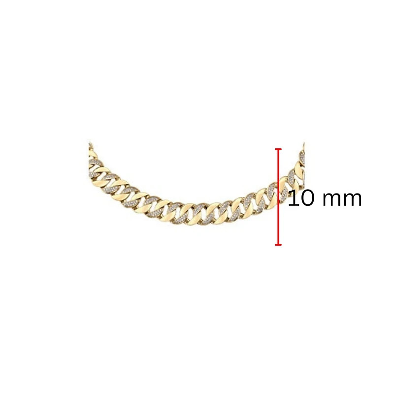 10K Yellow Gold 3.50cttw Diamond Miami Cuban Link Pave Set Chain / Necklace, 16"