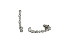 14K White Gold 0.07cttw Diamond Hoop Earrings