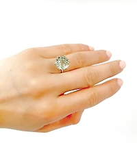 10K White Gold 5 carat Genuine Prasiolite (Green Amethyst) Ring, size 6.5 - 4.5