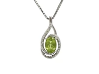 925 Sterling Silver Peridot & Diamond Necklace