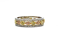 14K White Gold 0.31cttw Yellow, Pink and White Diamond Ring - Size 6.5