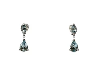 10K White Gold 1.70cttw Genuine Aquamarine Dangle / Drop Earrings