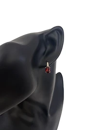10K Yellow Gold Garnet & 0.04cttw Diamond Earrings