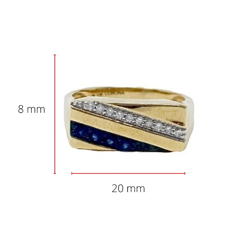 10K Yellow Gold Sapphire and 0.10cttw Diamond Ring - /