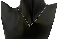 14K White & Yellow Gold 0.11cttw Diamond Double Horseshoe Pendant, 18"