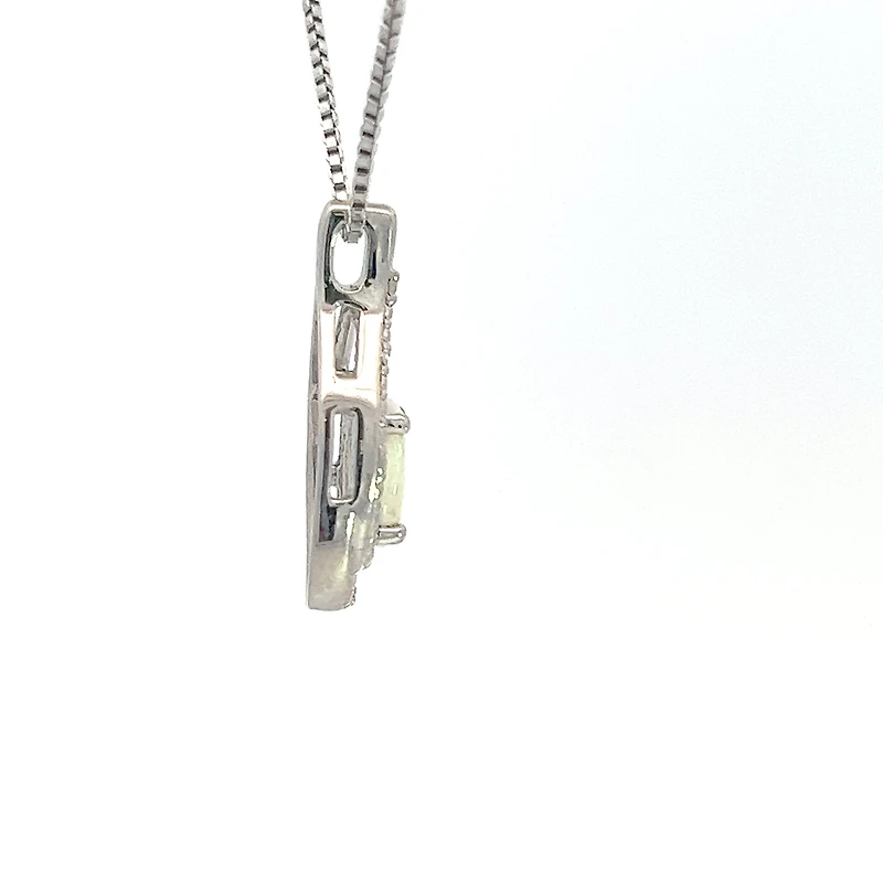 925 Sterling Silver Opal & Diamond Necklace