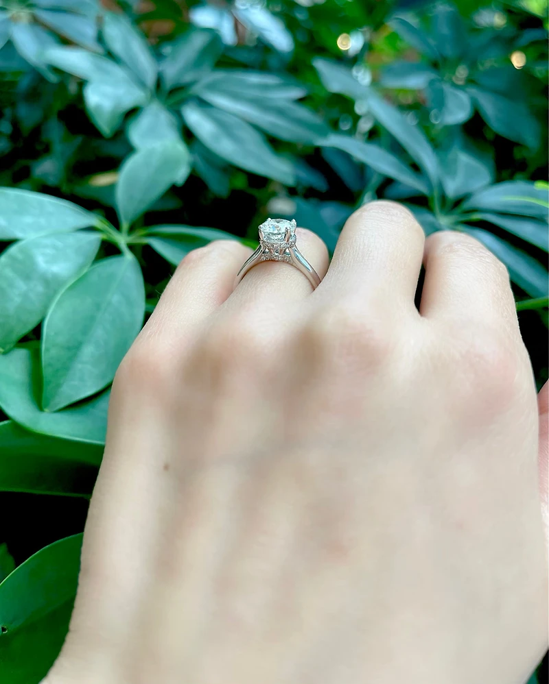 18K Lab Grown Round Brilliant Cut 1.69cttw Claw Set Diamond Ring