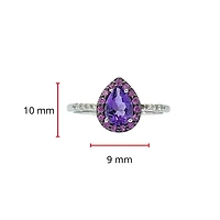 10K White Gold 0.65 carat Amethyst, Pink Sapphire and Diamond Ring