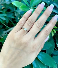 14k White Gold 0.45Cttw Lab Grown Princess Cut Diamond Engagement Ring - /