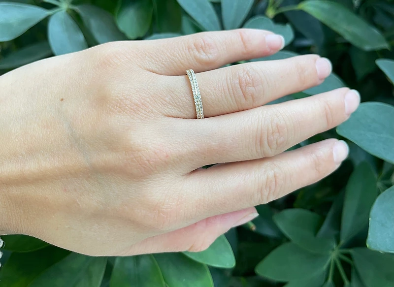 10K Yellow Gold 0.25cttw Diamond Double Band Ring - 6.5 / 4.5