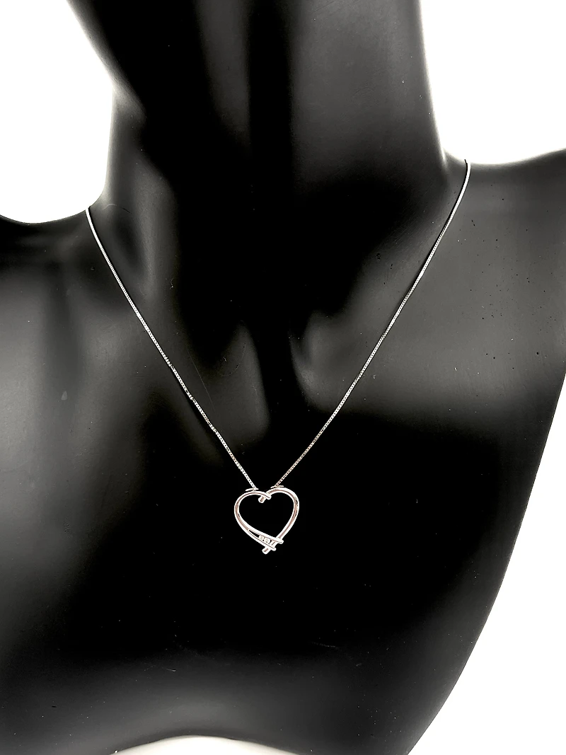 10K White Gold 0.017cttw Round Cut Diamond Pendant