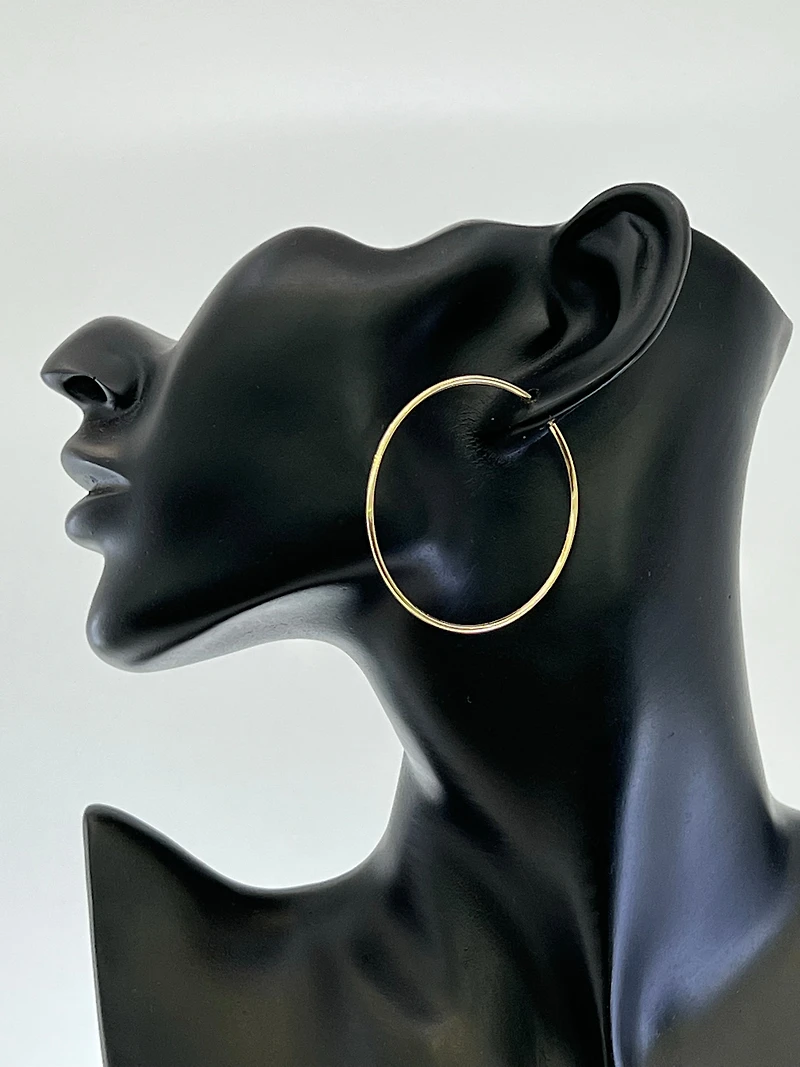 10K Yellow Gold 52mm Sleeper/Keeper/Hoop Earrings