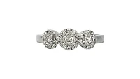 10K White Gold 0.25cttw Round Brilliant Cut 3 Stone Halo Diamond Ring - / 4.5