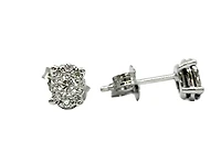10K White Gold 0.22cttw Diamond Oval Cluster Shaped Stud Earrings