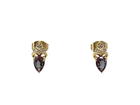 10K Yellow Gold 1.0cttw Created Alexandrite and 0.03cttw Diamond Earrings