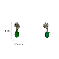 14K White Gold Emerald and Diamond Earrings