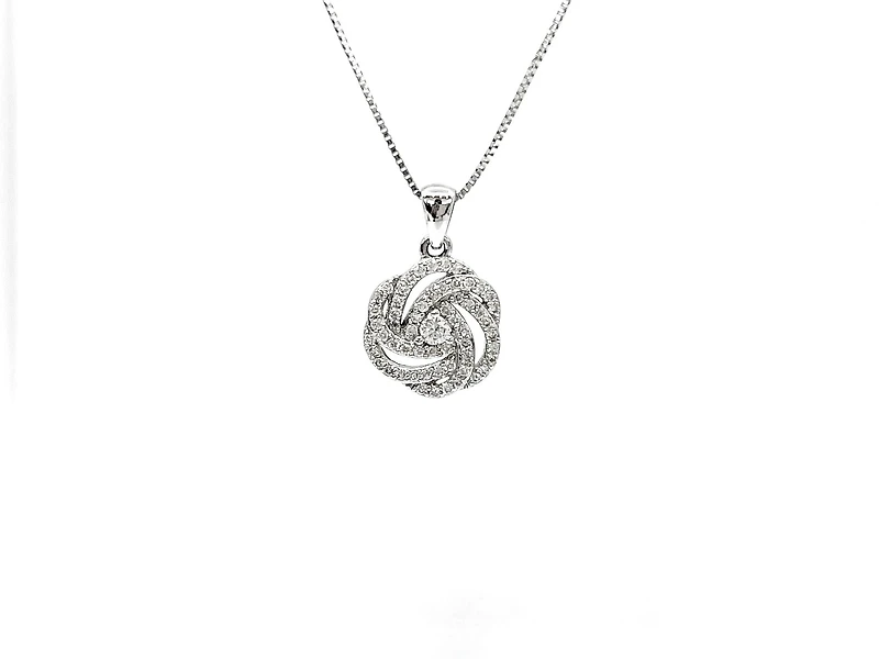 10K White Gold 0.20cttw Diamond Pendant, 18"