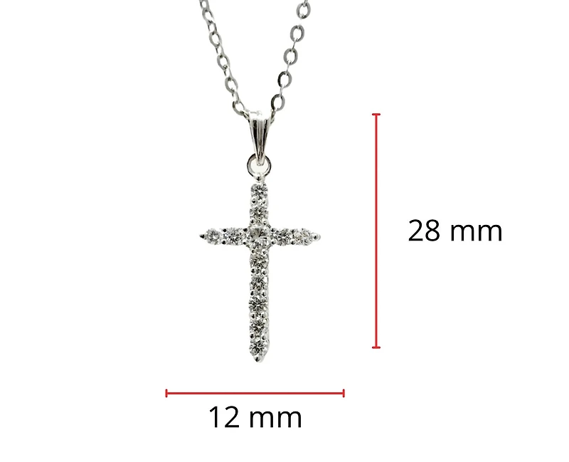 14K White Gold 0.58cttw Diamond Cross Pendant, 18"